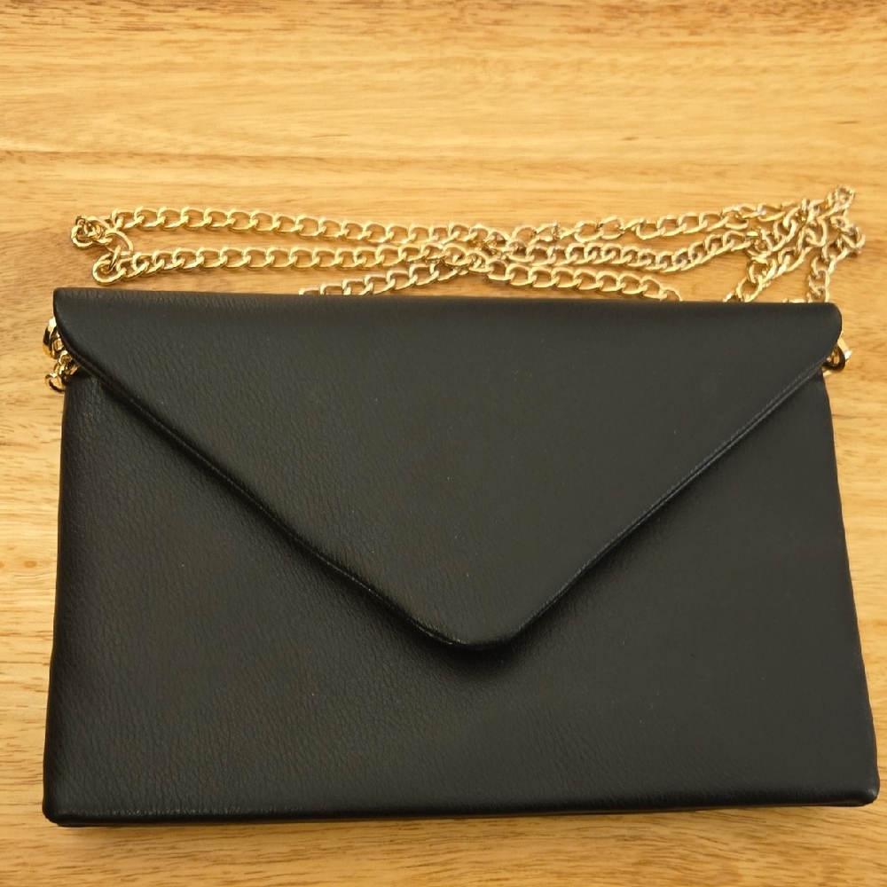 A New Day Envelope Black Gold Chain Crossbody NWOT